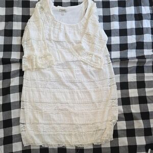 dressbarn White Lace Scoop Neck Above Knee Dress Sz 16